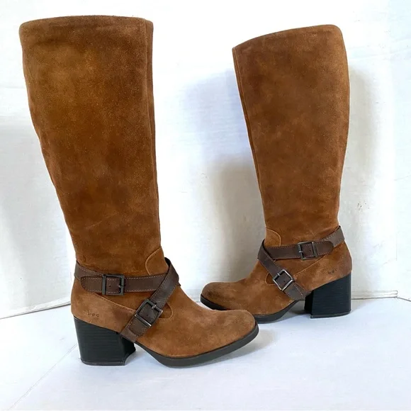 Bøc Dakota brown distressed strap suede tall riding boot Sz 8 - Picture 3 of 12